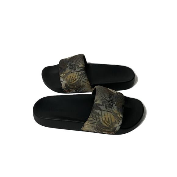 ALL SAINTS Carmel Printed Neoprene Slides US 7 EU 37 Rejuvinate Bird Print LN - Picture 1 of 8